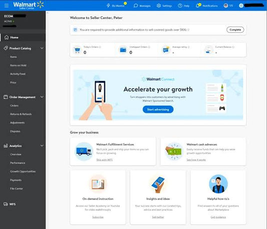 Walmart Seller Account